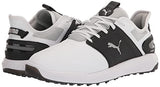 PUMA Golf Men's Ignite Elevate Golf Shoe, Puma White-Puma Black-Metallic Silver, 11