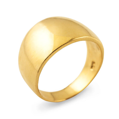 Cigar Ring Band in High Polish 14k Yellow Gold (Size 12.25)