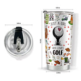 kdxpbpz Golf Lover Gifts for Girls Women Golf Gifts Tumbler Birthday Christmas Gifts for Friend Besties Stainless Steel Tumblers 20oz Just A Girl Who Loves Golf
