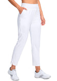 YYV Women's Golf Pants Stretch Work Ankle Pants High Waist Dress Pants with Pockets for Yoga Business Travel Casual(White Small)