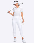 YYV Women's Golf Pants Stretch Work Ankle Pants High Waist Dress Pants with Pockets for Yoga Business Travel Casual(White Small)
