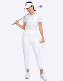 YYV Women's Golf Pants Stretch Work Ankle Pants High Waist Dress Pants with Pockets for Yoga Business Travel Casual(White Small)