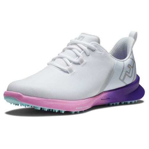 FootJoy Women's FJ Fuel Sport Previous Season Style Golf Shoe, White/Pink/Purple, 7.5