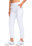 YYV Women's Golf Pants Stretch Work Ankle Pants High Waist Dress Pants with Pockets for Yoga Business Travel Casual(White Small)