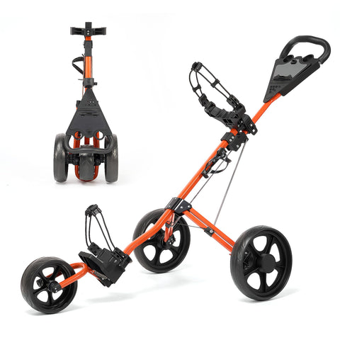 BODIOO Golf Cart Golf Push Cart Golf Bag Cart with 3 Wheel Quick Folding Scorecard Holder Cup Holder Foot Brake 360