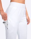 YYV Women's Golf Pants Stretch Work Ankle Pants High Waist Dress Pants with Pockets for Yoga Business Travel Casual(White Small)