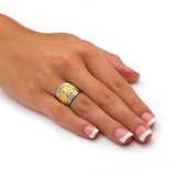 PalmBeach Yellow Gold-plated Sterling Silver Two Tone Scroll Motif Cigar Band Ring (5mm) Sizes 6-10 Size 8