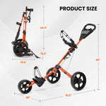 BODIOO Golf Cart Golf Push Cart Golf Bag Cart with 3 Wheel Quick Folding Scorecard Holder Cup Holder Foot Brake 360
