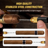 Tesonway 4-in-1 Cigar Draw Enhancer Tool Kit with Cigar Punch Tool, Twin Nubber, Stainless Steel Cigar Double End Punch, Cigar Tools and Accessories with Gift Box