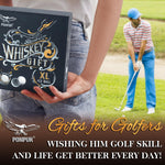 PONPUR Golf Gifts for Men Golfer, 4X Whiskey Golf Balls with 1 Tongs, Birthday, Anniversary, for Dad Him Husband, Reusable Stainless Steel Golf Ice Balls Whiskey Gift for Golf Lover