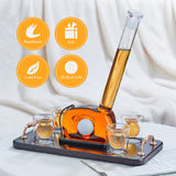 CRAFTGEN Golf Whiskey Decanter Set with 4 Golf Ball Shot Glasses, Unique Golf Accessories Gifts for Men, 750ml Glass Golf Themed Liquor Dispenser for Bourbon, Scotch, Vodka, Tequila