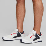 PUMA Golf Men's Fusion Grip Golf Shoe, Puma White-Puma Silver-Puma Navy, 11.5