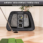 CHAMPKEY Double Sided Golf Chipping Net Come with Tri-Turf Hitting Mat and 12 Foam Golf Balls - 5 Ply-Knotless Netting Golf Targets System Ideal for Short and Long Distance Training (Standard Version)