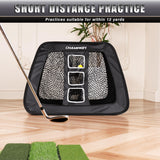 CHAMPKEY Double Sided Golf Chipping Net Come with Tri-Turf Hitting Mat and 12 Foam Golf Balls - 5 Ply-Knotless Netting Golf Targets System Ideal for Short and Long Distance Training (Standard Version)