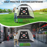 Golf Net, Golf Practice Net with Golf Mat, Golf Hitting Aid Nets 10x7FT for Backyard Driving Chipping Training Swing with Target/Mat/Balls/Tee Outdoor& Indoor–Golf Gifts for Men/Dad/Him | Golf Lovers