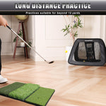 CHAMPKEY Double Sided Golf Chipping Net Come with Tri-Turf Hitting Mat and 12 Foam Golf Balls - 5 Ply-Knotless Netting Golf Targets System Ideal for Short and Long Distance Training (Standard Version)