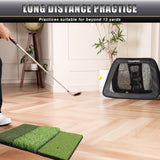 CHAMPKEY Double Sided Golf Chipping Net Come with Tri-Turf Hitting Mat and 12 Foam Golf Balls - 5 Ply-Knotless Netting Golf Targets System Ideal for Short and Long Distance Training (Standard Version)