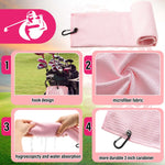 Liliful 12 Pcs Golf Accessories Kit, Include Golf Tees Towel Ball Bag with Hook Cleaner Brush Divot Tool with Magnetic Ball Marker for Women Man Gifts(Pink)