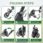 KVV 3 Wheel Foldable/Collapsible Golf Push Cart Ultra Lightweight Smallest Folding Size, New-Version Scorecard Holder Umbrella Holder Included