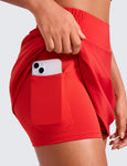 CRZ YOGA High Waisted Golf Skirts for Women A Line Tennis Athletic Casual Skort Skirt with Shorts Pockets Deep Red Small