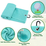 Vansolinne Golf Gifts for Women Golf Towels for Golf Bags with Clips Accessories Microfiber Waffle Pattern Pink Blue for Golf Fan Funny Birthday Retirement Gifts, Set of 2