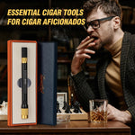 Tesonway 4-in-1 Cigar Draw Enhancer Tool Kit with Cigar Punch Tool, Twin Nubber, Stainless Steel Cigar Double End Punch, Cigar Tools and Accessories with Gift Box