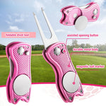 Liliful 12 Pcs Golf Accessories Kit, Include Golf Tees Towel Ball Bag with Hook Cleaner Brush Divot Tool with Magnetic Ball Marker for Women Man Gifts(Pink)