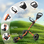 BODIOO Golf Cart Golf Push Cart Golf Bag Cart with 3 Wheel Quick Folding Scorecard Holder Cup Holder Foot Brake 360