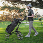 KVV 3 Wheel Foldable/Collapsible Golf Push Cart Ultra Lightweight Smallest Folding Size, New-Version Scorecard Holder Umbrella Holder Included