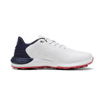 PUMA GOLF Men's PHANTOMCAT Nitro Sneaker, Puma White-DEEP Navy-for All TIME RED, 13 Wide