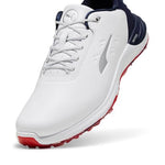 PUMA GOLF Men's PHANTOMCAT Nitro Sneaker, Puma White-DEEP Navy-for All TIME RED, 13 Wide