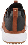 Puma Men's Ignite Pwradapt Caged Crafted Golf Shoe, Puma Black-Leather Brown-Puma Team Gold, 14