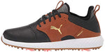 Puma Men's Ignite Pwradapt Caged Crafted Golf Shoe, Puma Black-Leather Brown-Puma Team Gold, 14