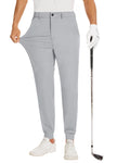 JWM Men's Stretch Golf Joggers Pants with Belt Loops - Slim Fit Tapered Ankle Casual Work Athletic Dress Jogger Zipper Pocket Light Grey