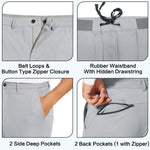 JWM Men's Stretch Golf Joggers Pants with Belt Loops - Slim Fit Tapered Ankle Casual Work Athletic Dress Jogger Zipper Pocket Light Grey