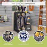 Suncast Rack - Golf Equipment Organizer Storage - Store Golf Bags, Clubs, and Accessories - Perfect for Garage, Shed, Basement